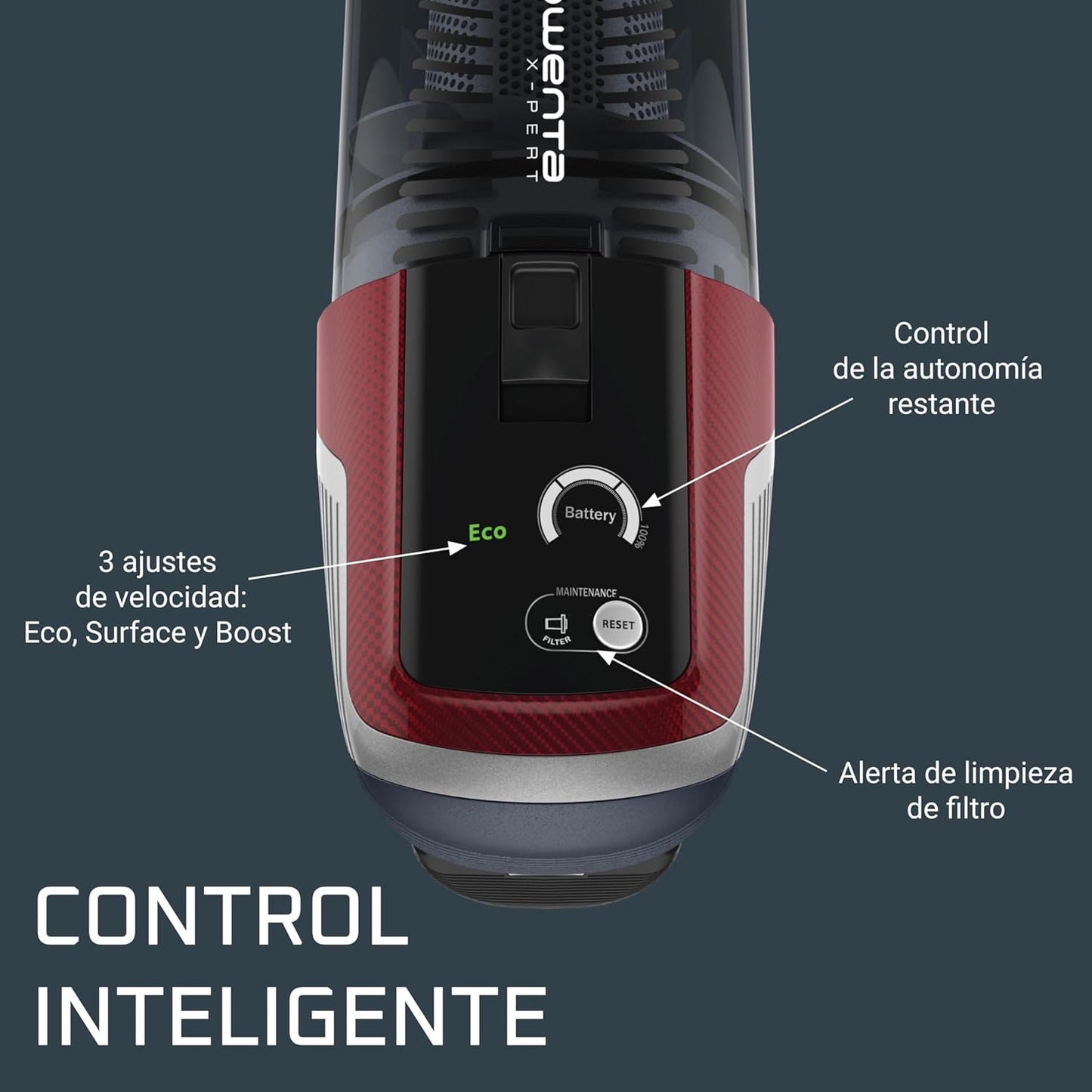 Rowenta XPert 6.60 Flex RH6471 - Aspirateur balai sans fil, avec 3 fonctions en 1, autonomie de 45 minutes, batterie lithium, tube flexible, accès facile aux différentes surfaces, Noir/Rouge