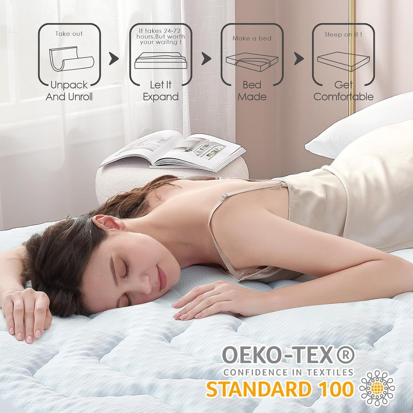 EHEYCIGA Surmatelas Viscoélastique 135x190, Surmatelas à Mémoire de...