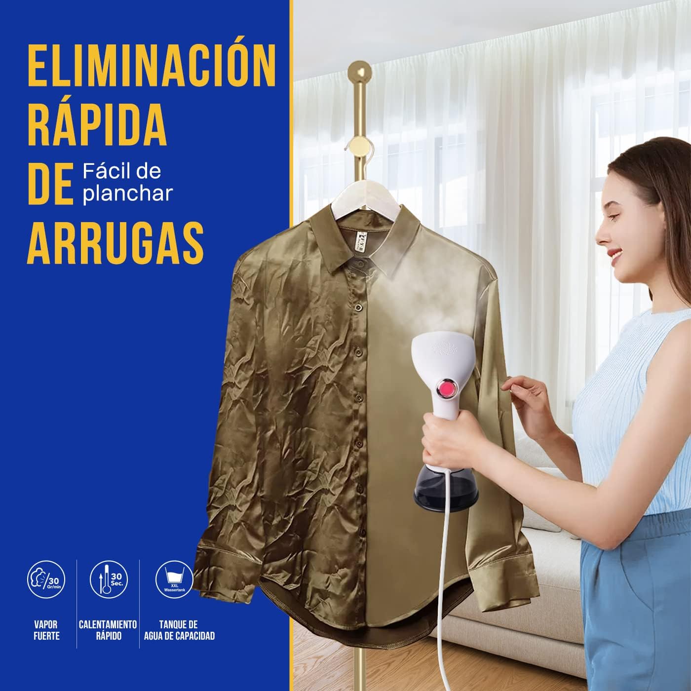 Rolipo Fer à vapeur vertical, fer à vapeur 400 ml, brosse à vapeur anti-rides pour la maison, le bureau, les voyages