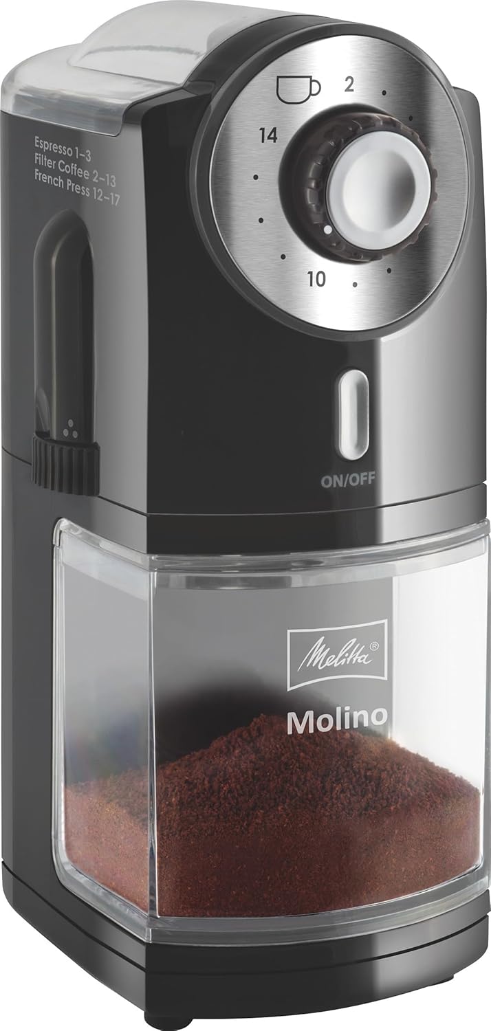 Melitta Molino 1019-02 - Moulin à café électrique avec 17 niveaux de...