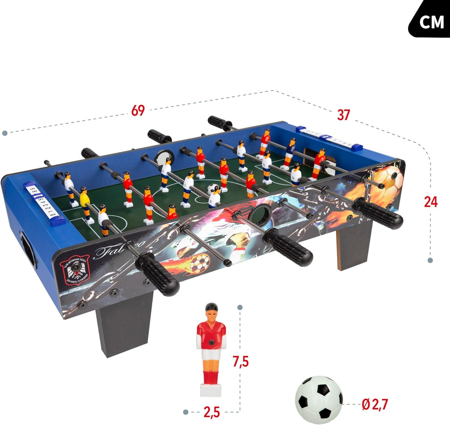 Baby-foot COLORBABY CB Games, Corps en bois résistant, 18 joueurs,...