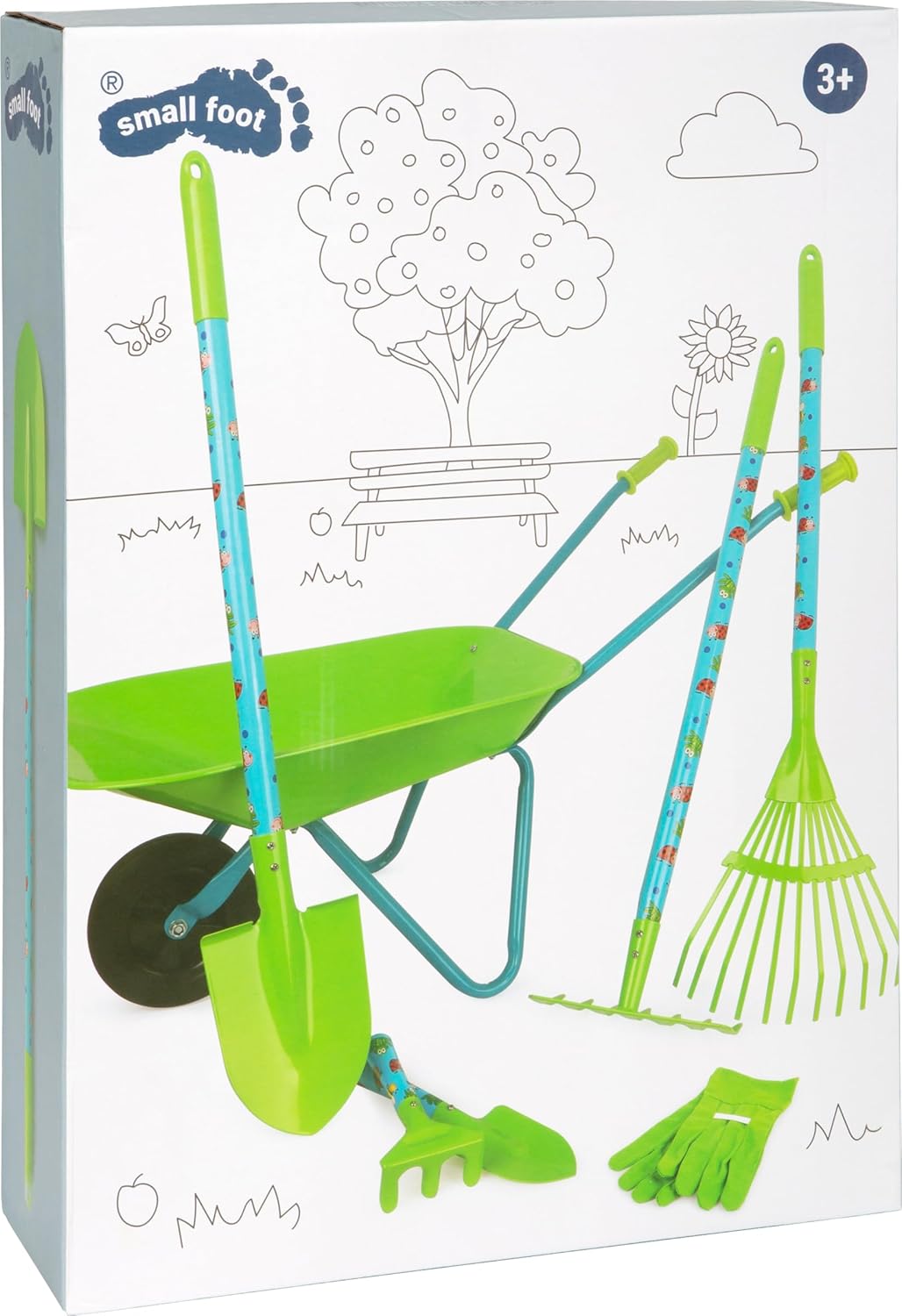 Small Foot Large Jeu de Jardin en Bois et Métal, avec Brouette,...