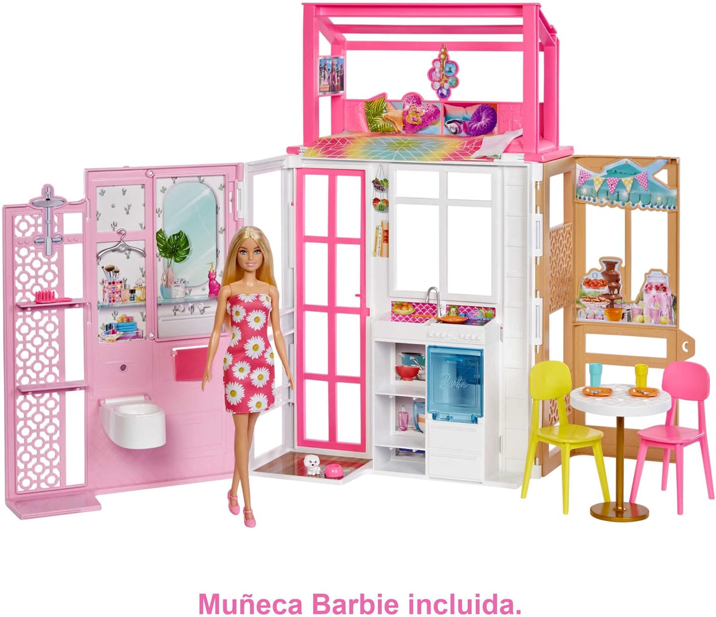 Barbie avec appartement Maison de poupée avec figurine, meubles et...
