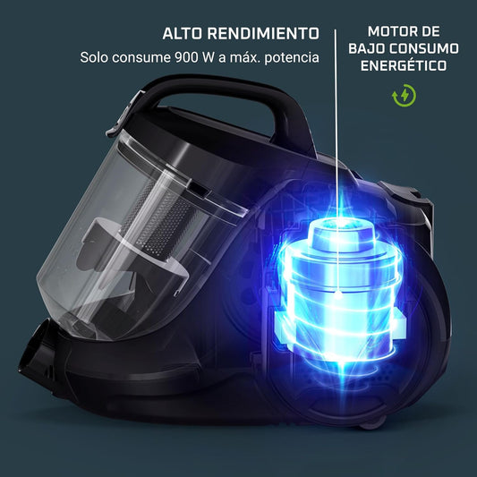 Rowenta Swift Power RO2981 Total Care, aspirateur sans sac, système cyclonique, réservoir 1,5 L, brosse parquet, buse 2 en 1 pour rainures, tissus d'ameublement et poils d'animaux, 77 dB, multicolore