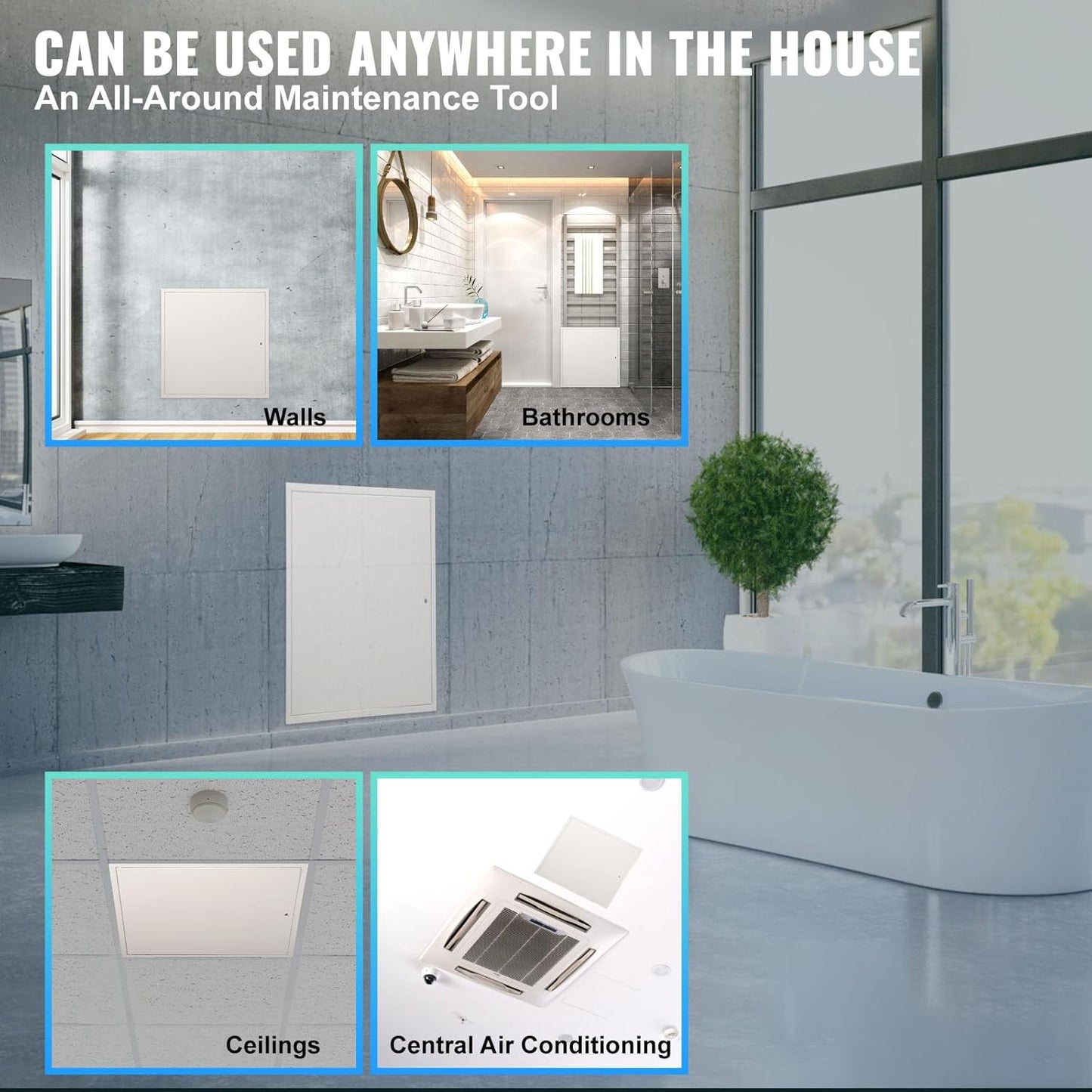 VEVOR Porte d'accès en acier galvanisé Ouverture de porte 411x411 mm...