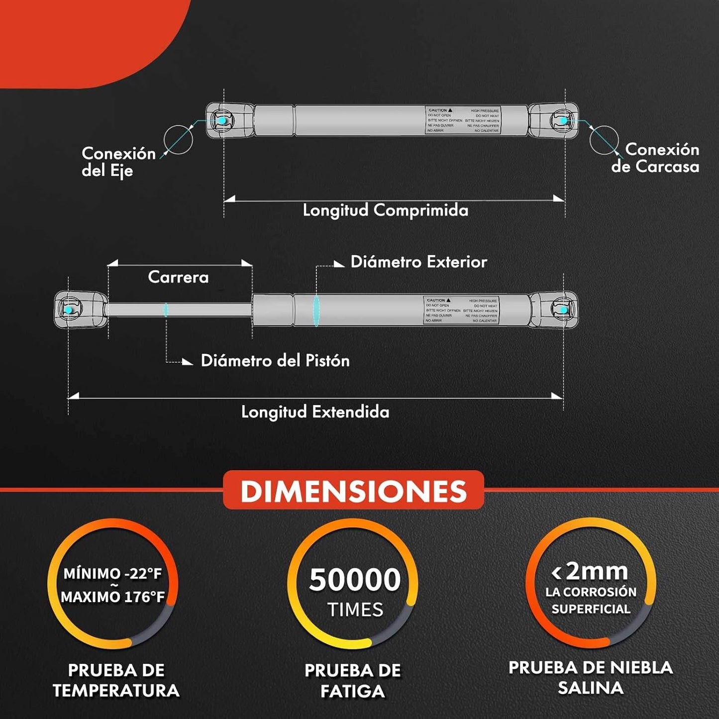 Frankberg 2x Ressort à gaz Longueur 450 mm 385N Compatible avec Clio...