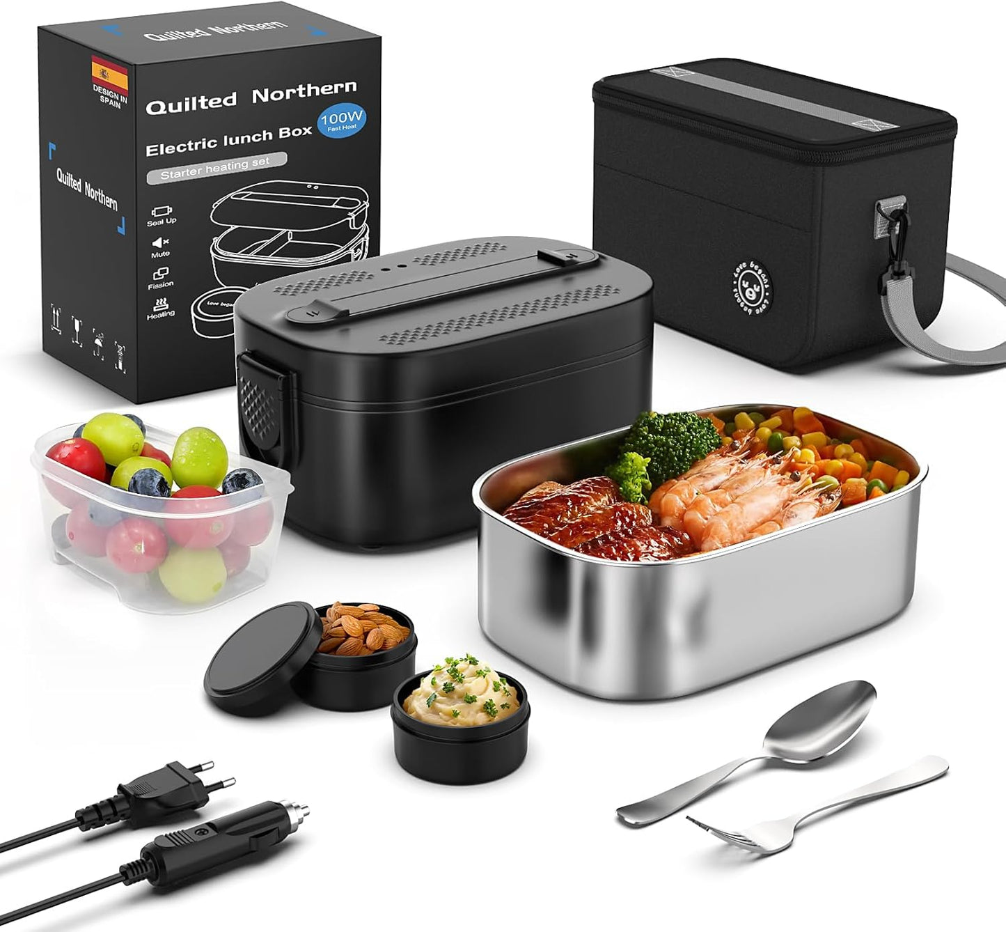 Boîte à lunch électrique, 100 W 1,8 L, boîtes à lunch de travail, 3...