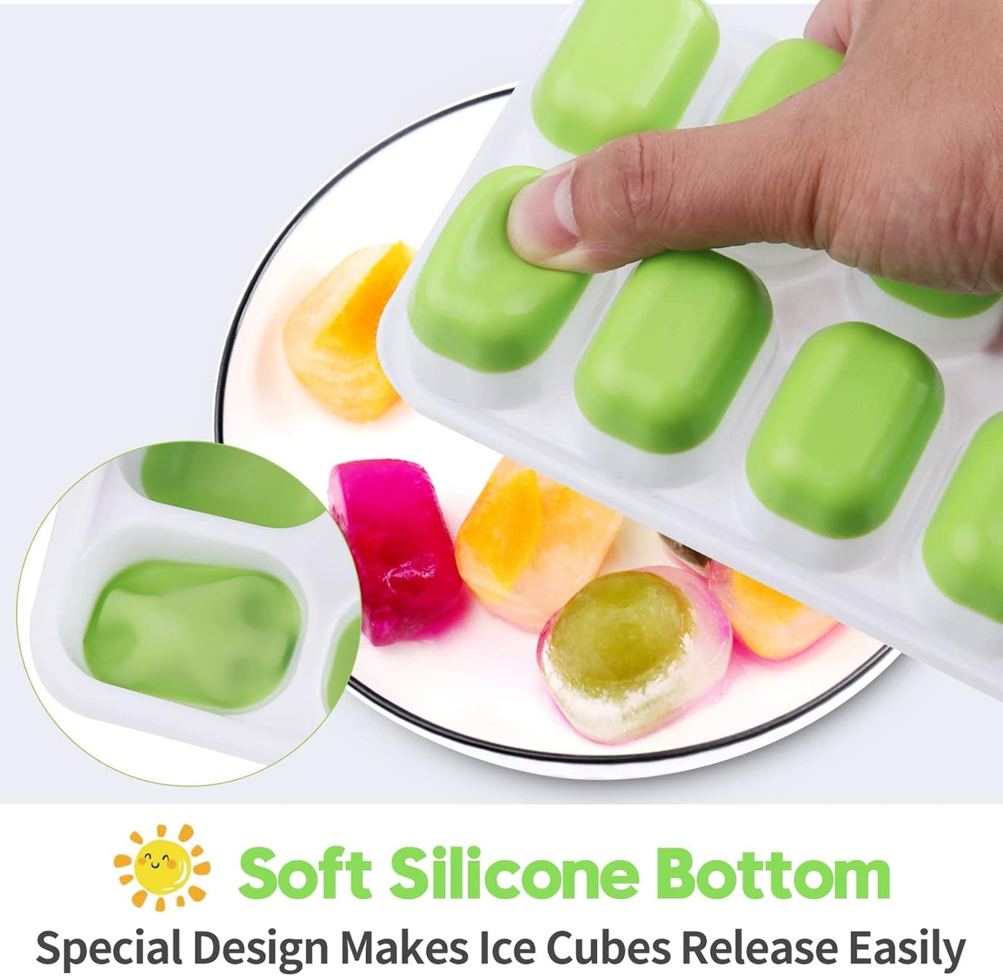 4 Pièces Glaçons avec Couvercles, JRISBO Moules à Glaçons en Silicone...