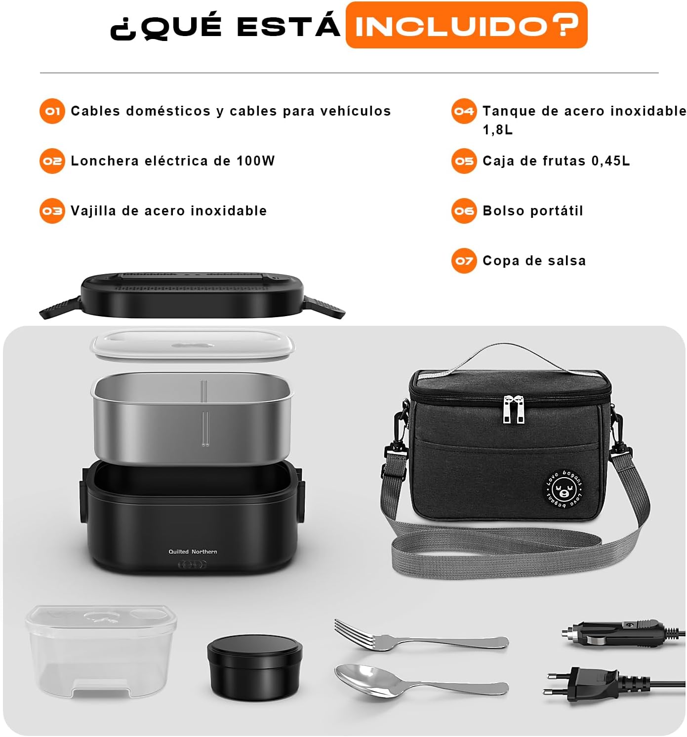 Boîte à lunch électrique, 100 W 1,8 L, boîtes à lunch de travail, 3...