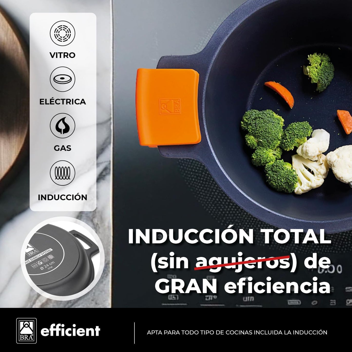 BRA Efficient - Batterie de cuisine antiadhésive en fonte d'aluminium...