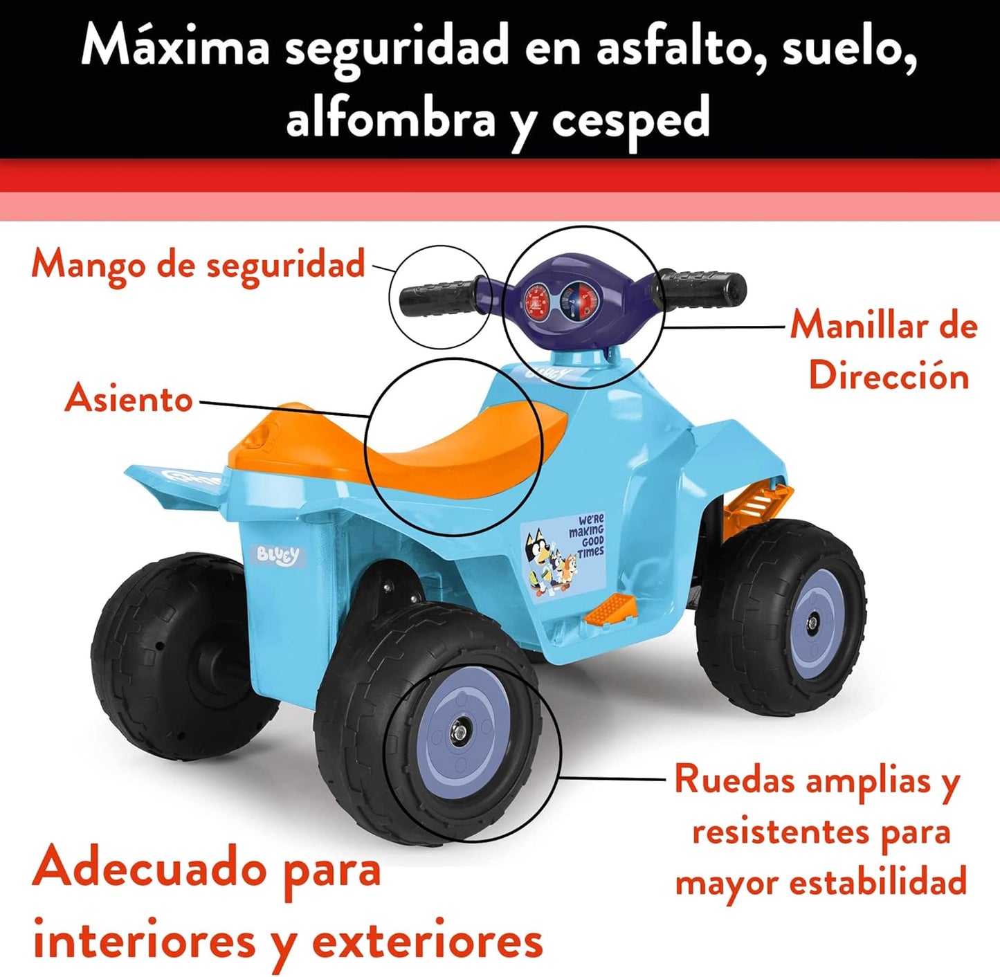 FEBER - Quad Racy Bluey 6V, Voiture Électrique pour Garçons et Filles...