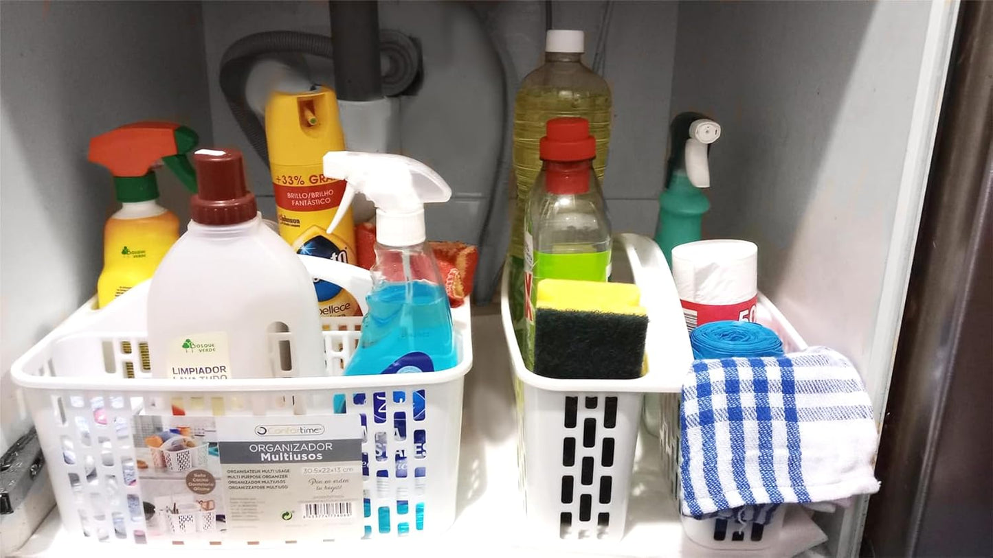 Paniers de rangement de salle de bain-PACK 2 PANIERS-Organisateur de tiroir de salle de bain-Rangement de salle de bain-organisateur d'évier de cuisine-paniers d'organisation-organisateur de bureau-organisateur de commande de cuisine-organisateur d'évier