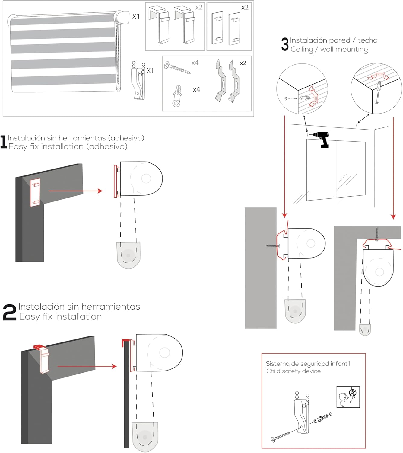 Blindecor Indus SANS Outils | Store enrouleur double couche sans...