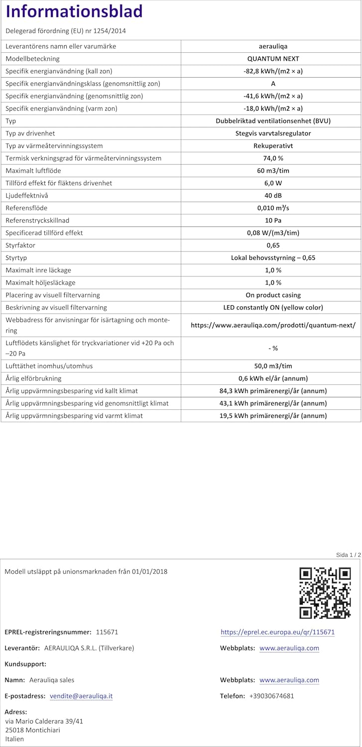 AERAULIQA Quantum Next Unité VMC Décentralisée à Flux Alternatif,...