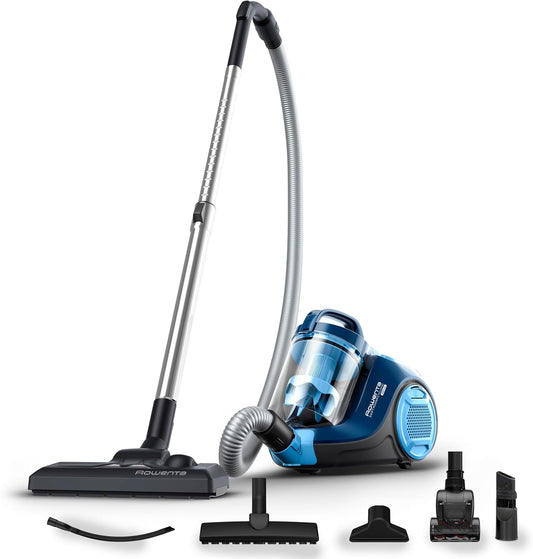 Rowenta Swift Power RO2981 Total Care, aspirateur sans sac, système cyclonique, réservoir 1,5 L, brosse parquet, buse 2 en 1 pour rainures, tissus d'ameublement et poils d'animaux, 77 dB, multicolore