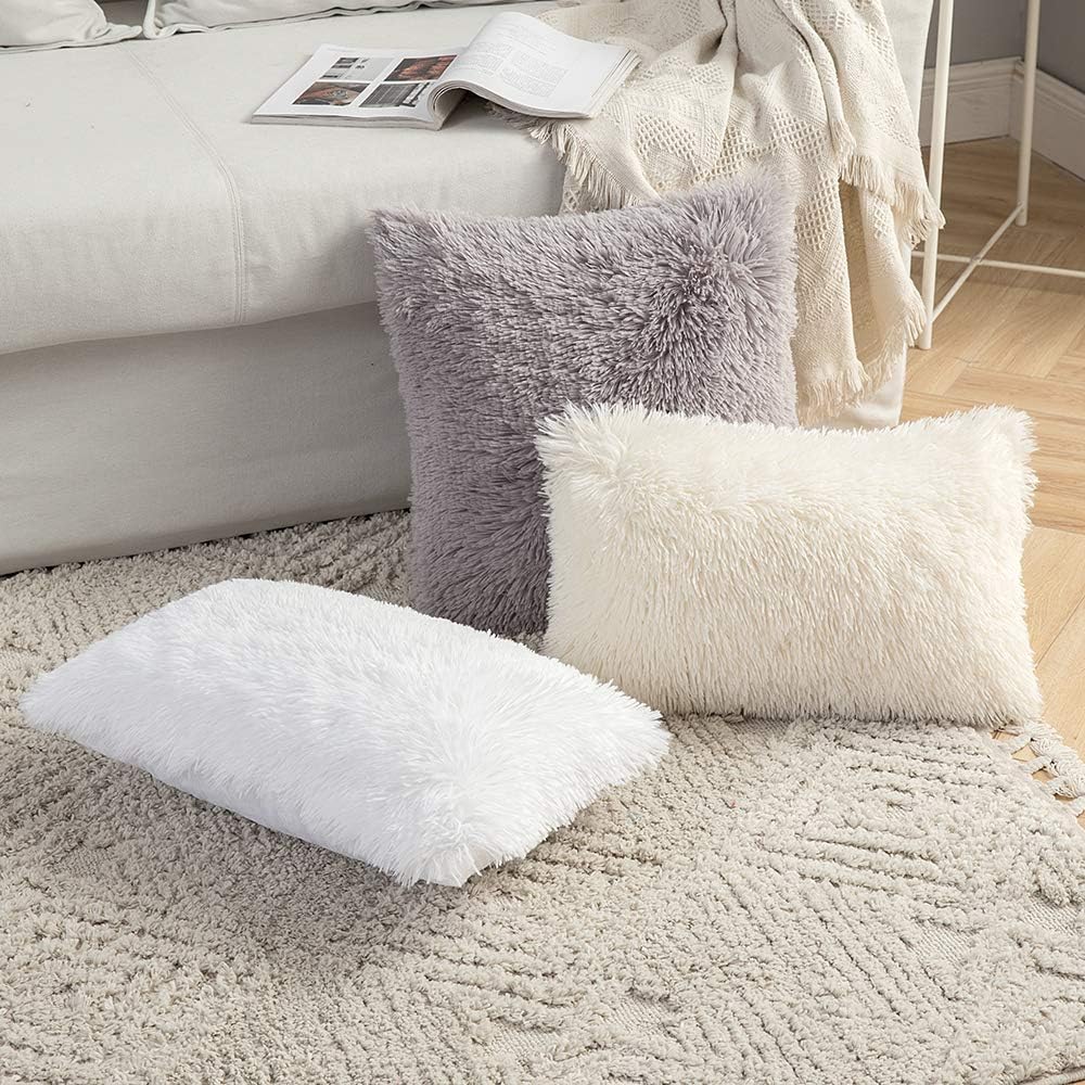MIULEE Housse de Coussin en Peluche pour canapé, taie d'oreiller en...