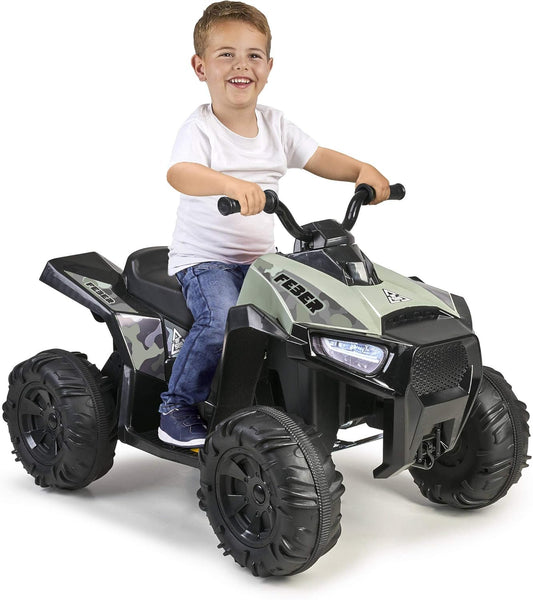 FEBER- Quad Boxer, Véhicule électrique à batterie, 12 V, Vert (Famosa...