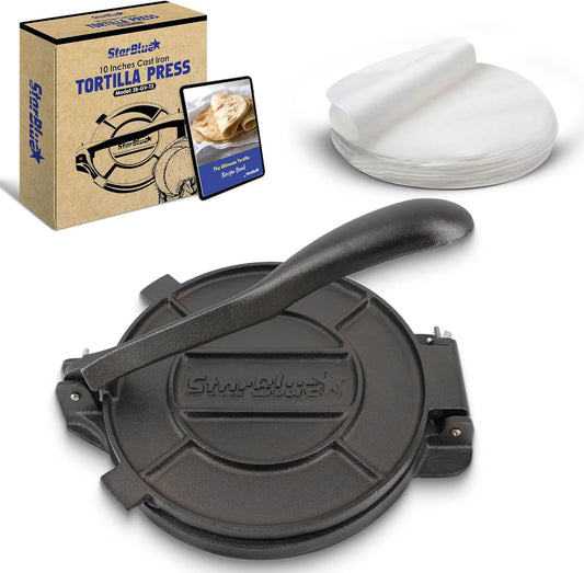 StarBlue - Presse à tortillas en fer, diamètre 25 cm, 100 morceaux de...