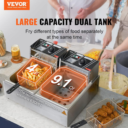 VEVOR Friteuse électrique commerciale 2 réservoirs 12 L 5000 W...