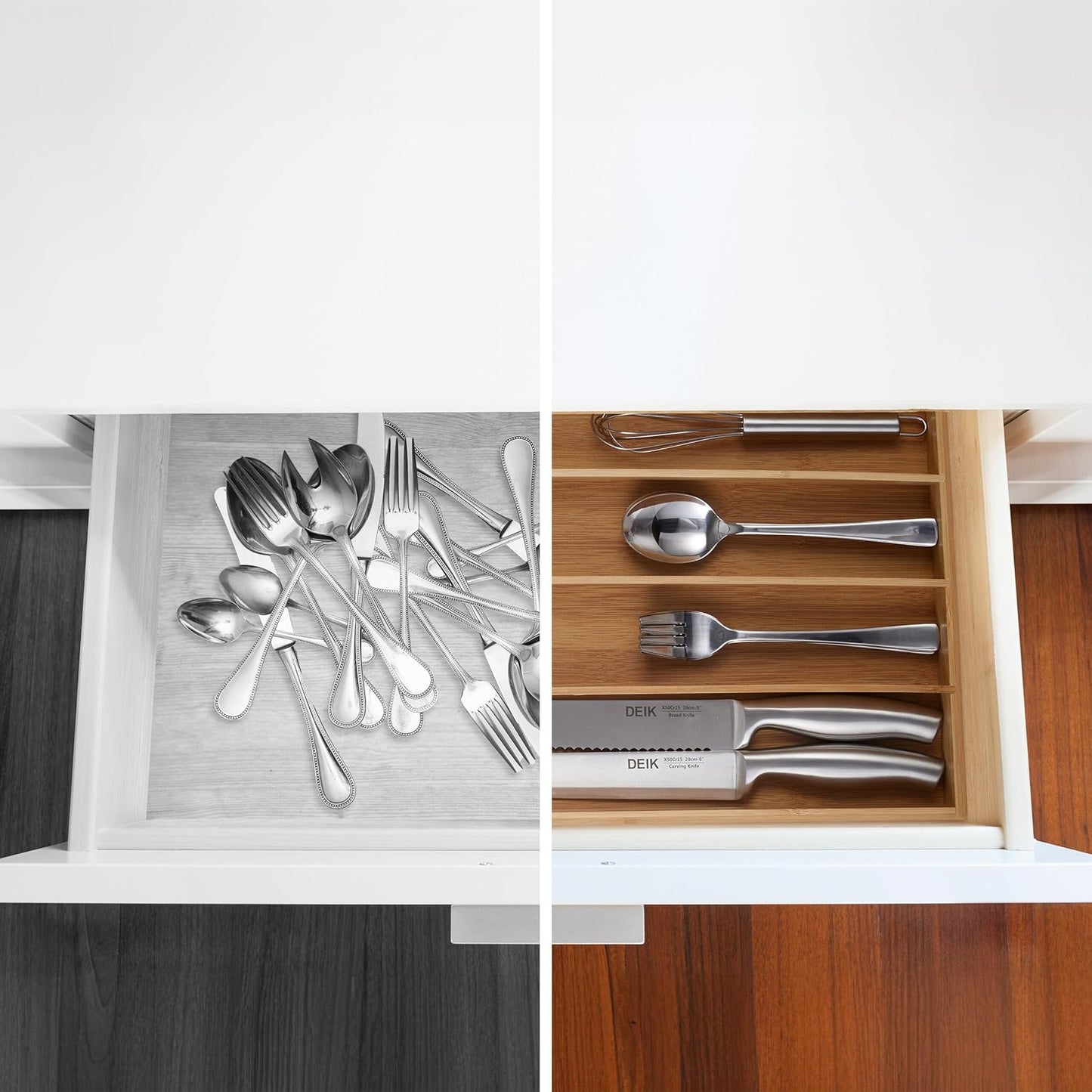 Relaxdays Tiroir à Couverts en Bambou, Organiseur à Couverts,...