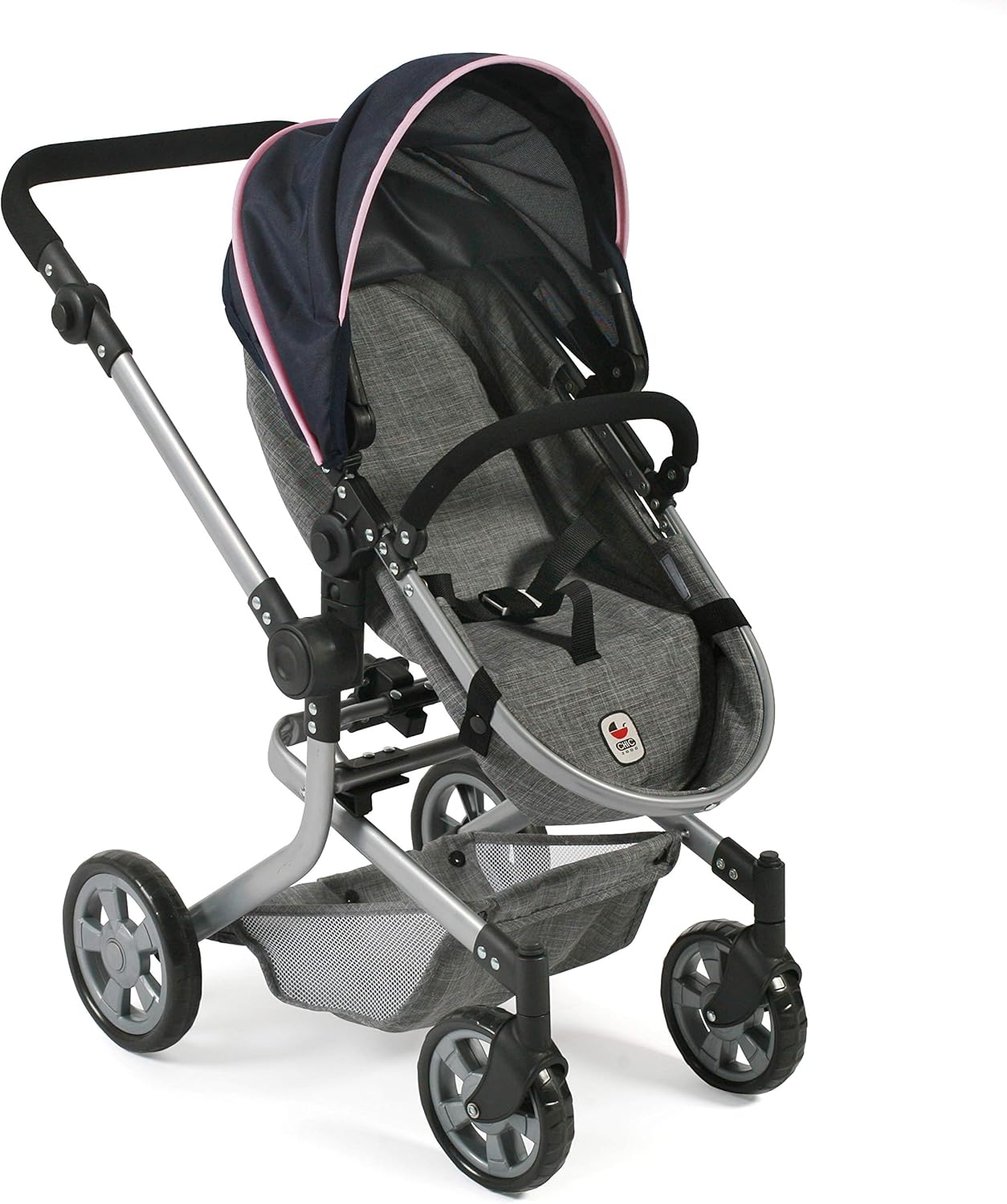 Poussette de poupée Bayer Chic 2000-Mika, Color Melange Grau-Navy,...