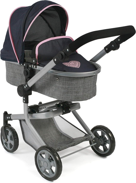 Poussette de poupée Bayer Chic 2000-Mika, Color Melange Grau-Navy,...