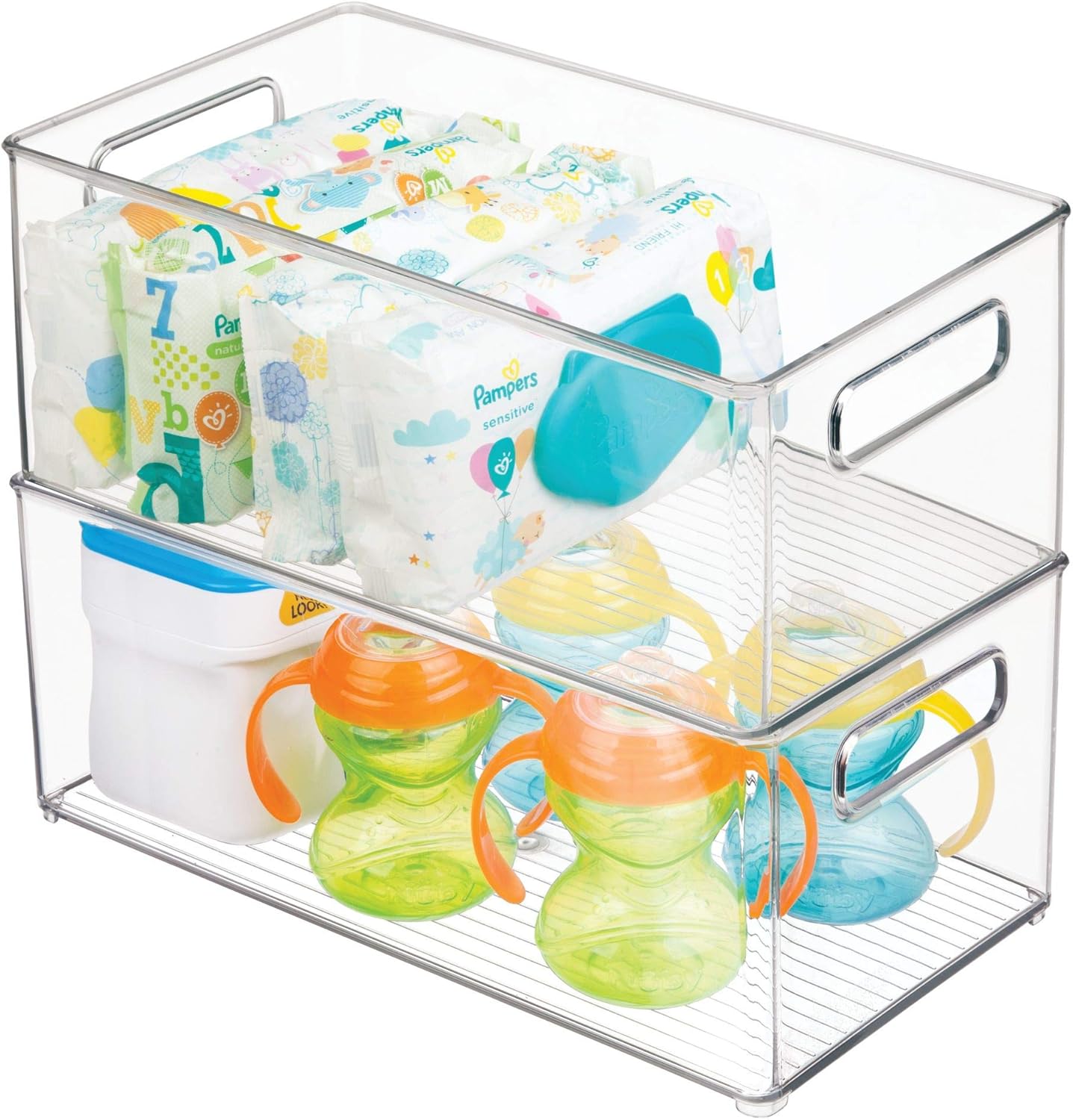 iDesign Organiseur de réfrigérateur/congélateur Binz, organiseur de réfrigérateur en plastique, boîtes de rangement empilables, transparent
