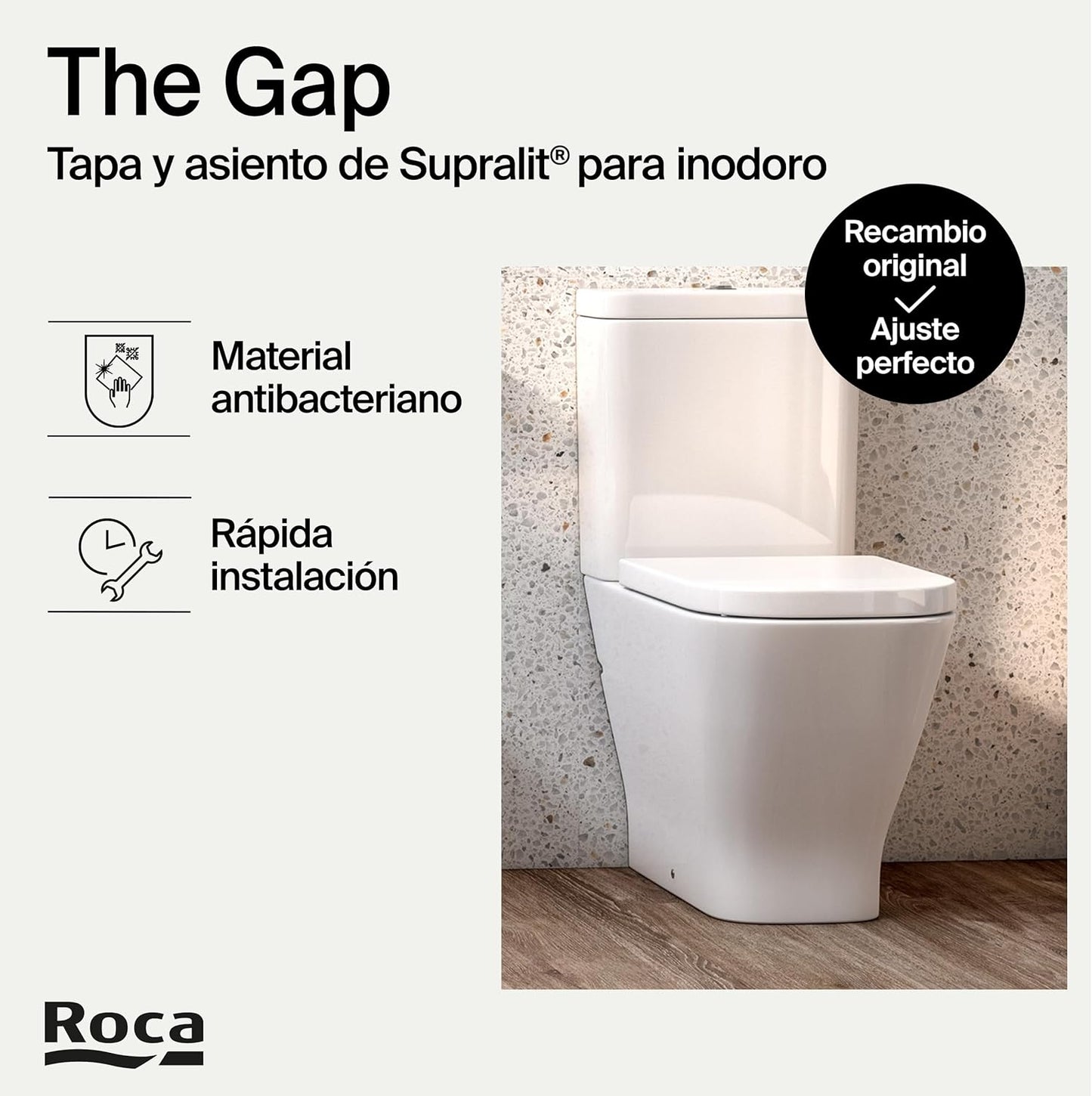Roca A80147000B THE GAP SQUARE Housse de siège normale Blanc