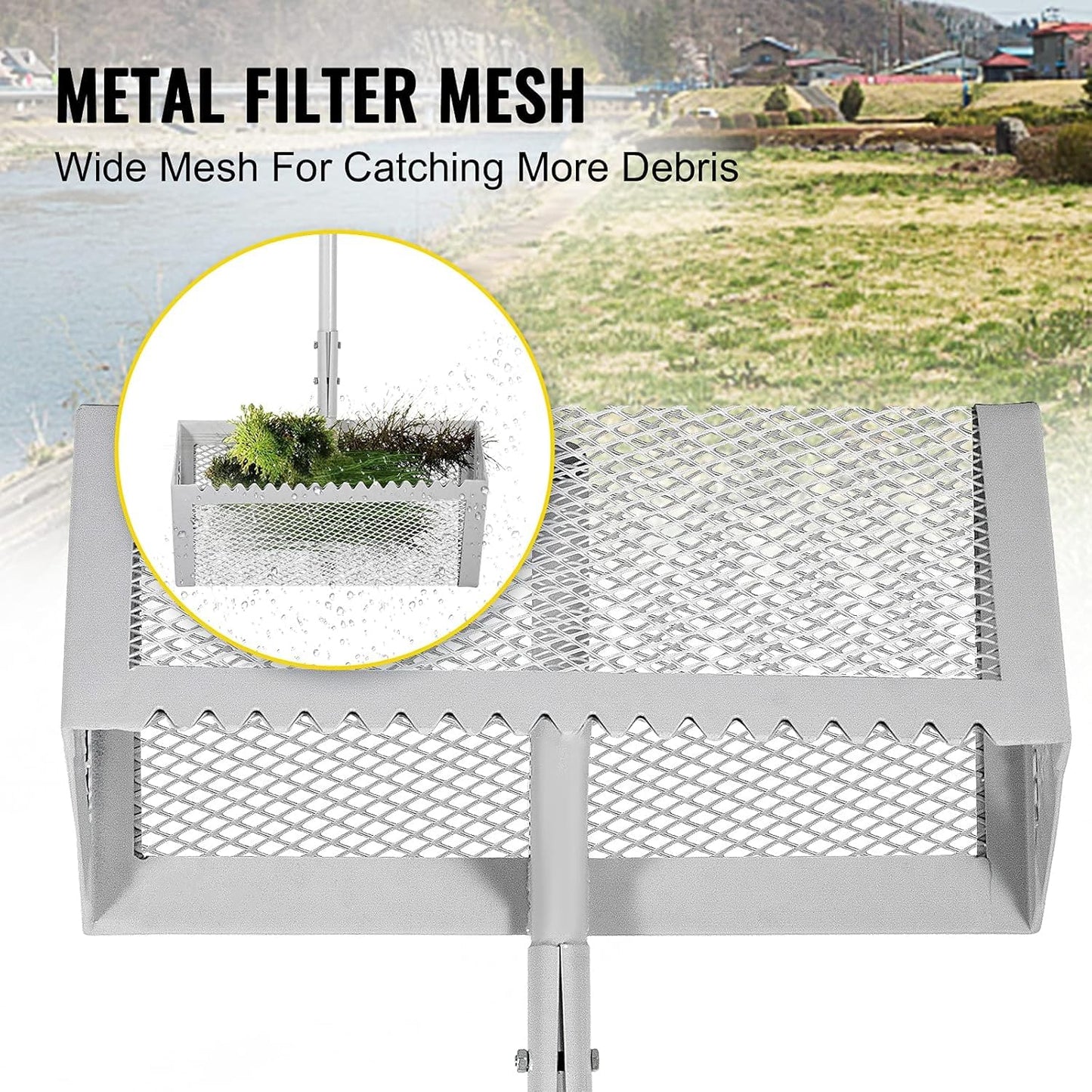 VEVOR Râteau à herbe pour étang 130 x 40 x 25 cm Râteau à sable de...