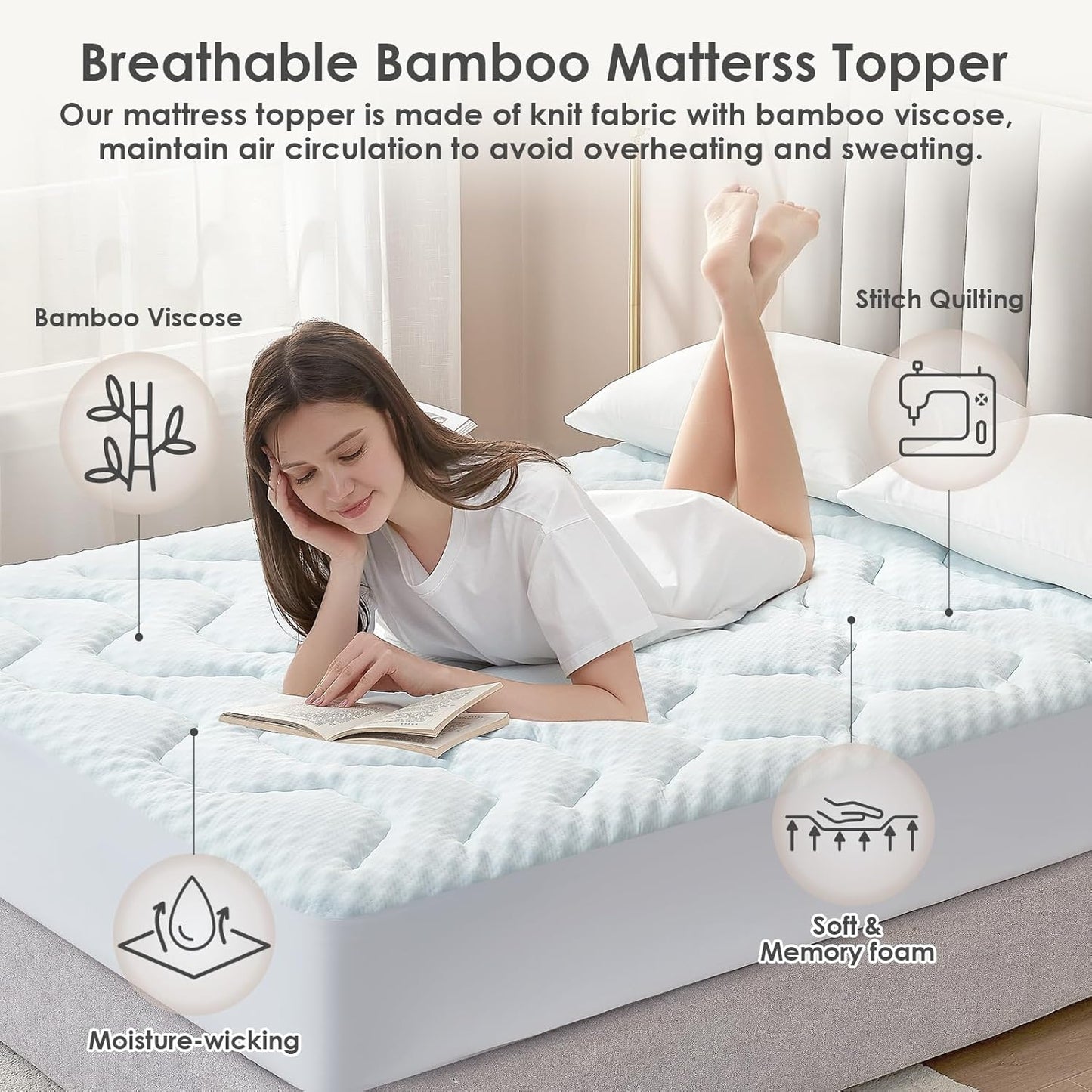 EHEYCIGA Surmatelas Viscoélastique 135x190, Surmatelas à Mémoire de...