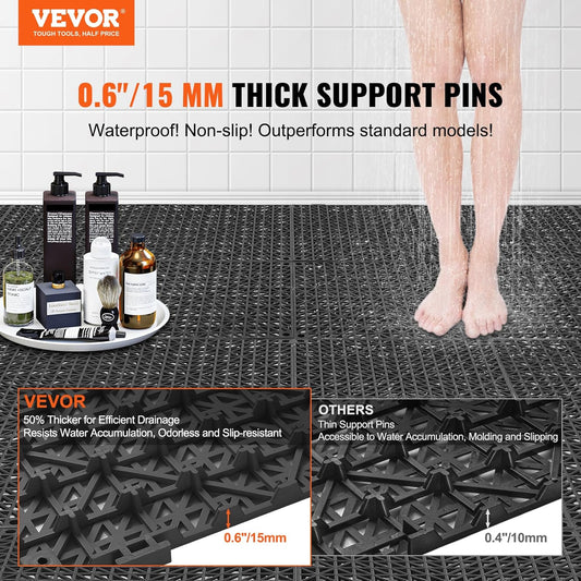 VEVOR Carrelage PVC Auto-ventilant 55 PCS Carrelage de Sol à Clip...