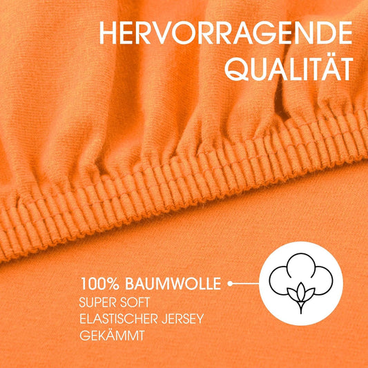 CelinaTex Drap-housse en coton Lucina 180x200-200x200 cm Orange