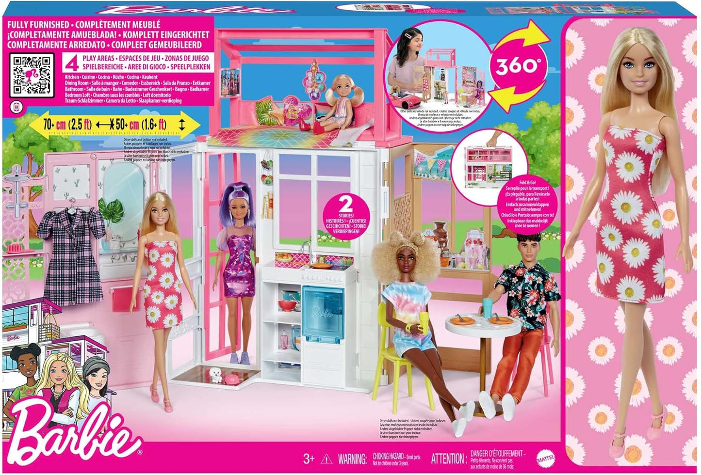 Barbie avec appartement Maison de poupée avec figurine, meubles et...