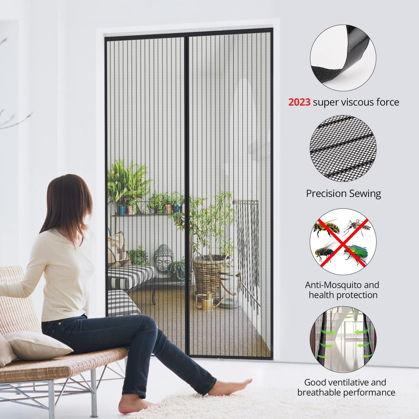 MYCARBON Moustiquaire Rideau de Porte Coulissante Magnétique...