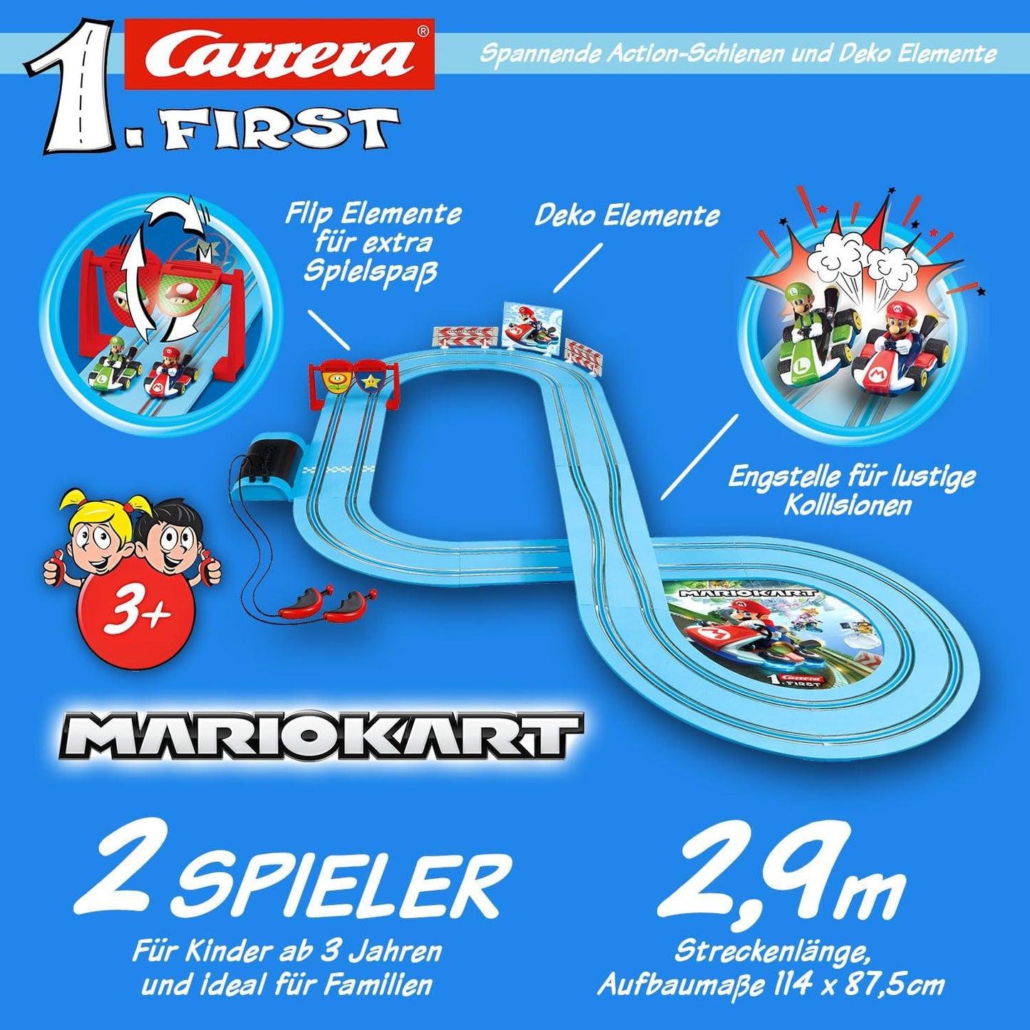 Carrera-1.Premier circuit automobile Nintendo Mario Kart de 2,9 m,...