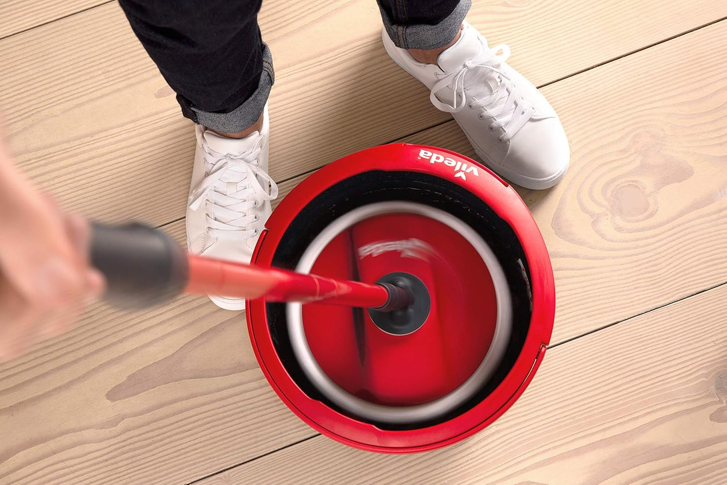 Vileda Spin & Clean Système de nettoyage, Rouge et Noir, 335 x 176 x...