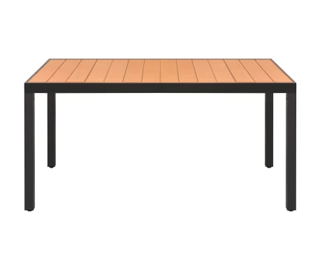 vidaXL Mesa de jardín de aluminio y WPC marrón 150x90x74 cm