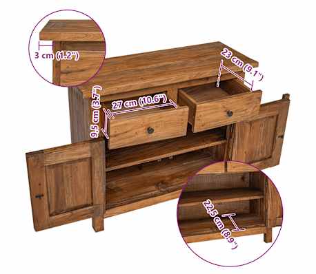 vidaXL Aparador de madera maciza de caoba 75x30x65 cm
