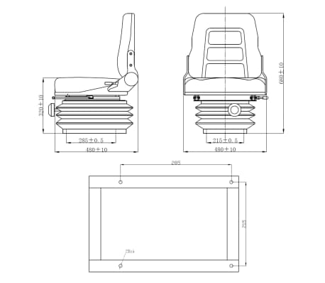 vidaXL Siège de tracteur avec suspension et dossier réglable