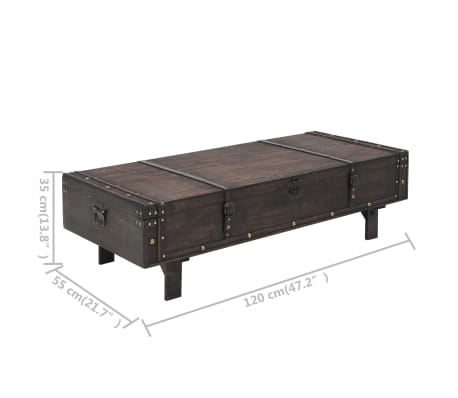 vidaXL Mesa de centro madera contrachapada estilo vintage 120x55x35 cm