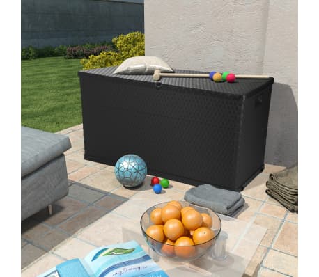 vidaXL Caja de almacenamiento de jardín antracita ratán PP 120x56x63cm