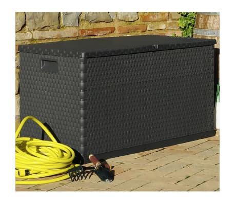 vidaXL Caja de almacenamiento de jardín antracita ratán PP 120x56x63cm