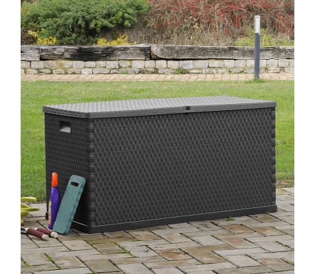 vidaXL Caja de almacenamiento de jardín antracita ratán PP 120x56x63cm