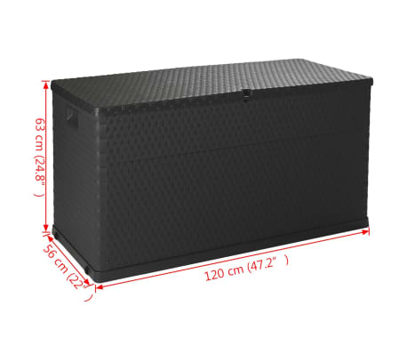 vidaXL Caja de almacenamiento de jardín antracita ratán PP 120x56x63cm