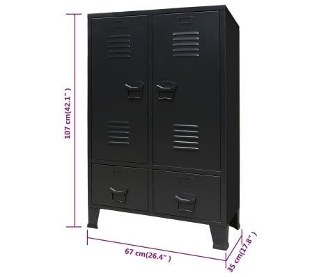 vidaXL Armario metálico de estilo industrial 67x35x107 cm negro