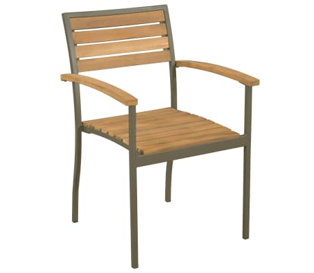 vidaXL Sillas apilables de jardín 2 uds madera maciza acacia y acero
