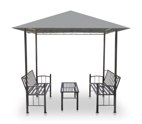 vidaXL Chapiteau de jardin avec table et bancs 2,5x1,5x2,4m Anthracite