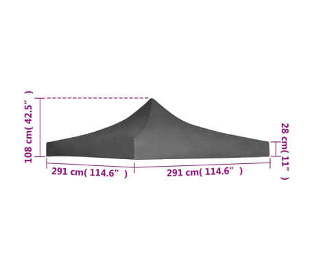 vidaXL Techo de carpa para celebraciones 3x3 m gris antracita