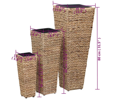 vidaXL Conjunto de arriates 3 piezas jacinto de agua marrón
