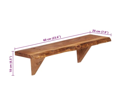 vidaXL Estantes de pared 2 uds madera maciza de acacia 60x20x18 cm